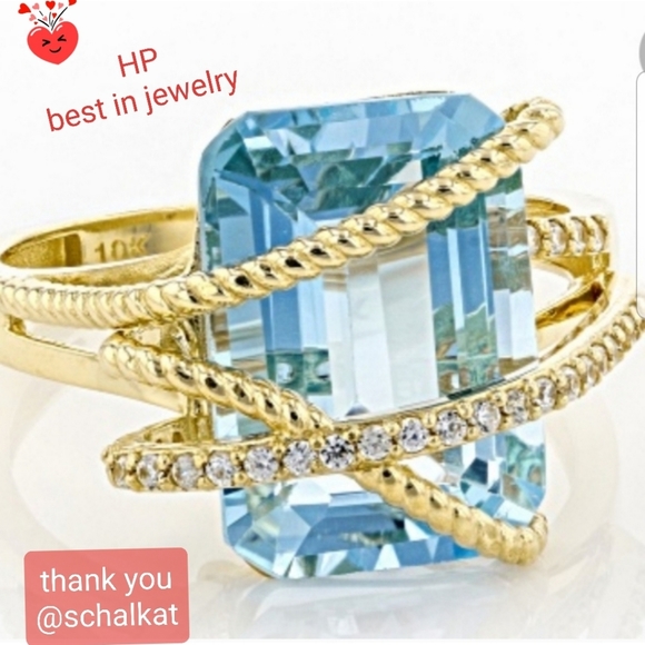 Jewelry - Emerald cut Glacier Topaz 10K